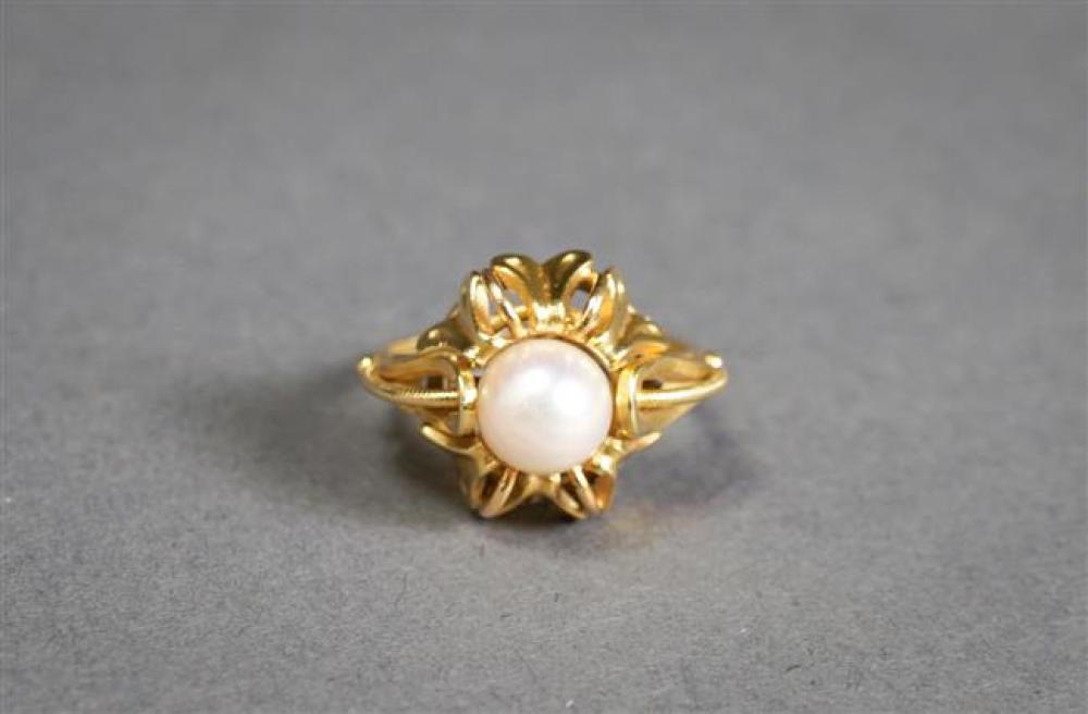 18-KARAT YELLOW-GOLD PEARL RING,