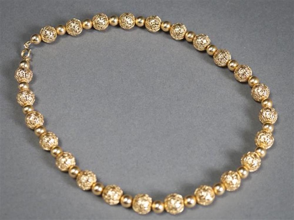 14-KARAT YELLOW-GOLD BEAD NECKLACE,