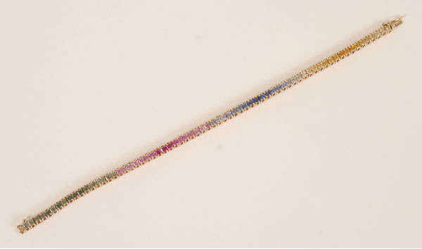 Gold 14K multi color rainbow sapphire