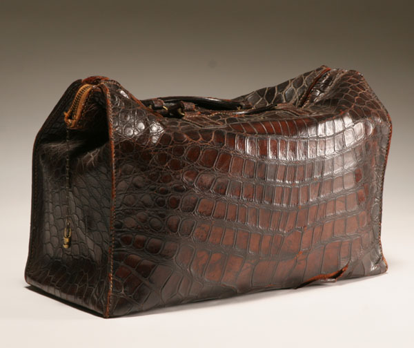Vintage crocodile doctor's bag;