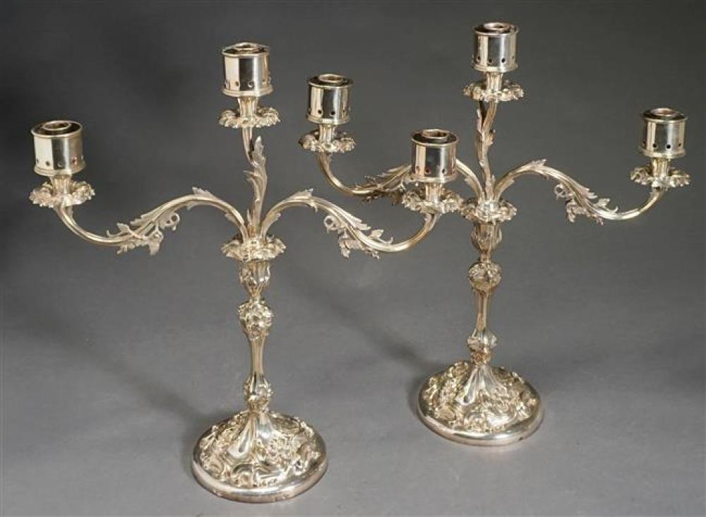PAIR ROCOCO STYLE SILVER PLATE