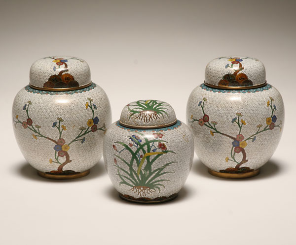 Three Chinese cloisonne ginger 50679