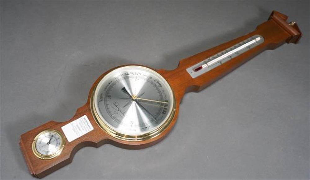 AIRGUIDE MAHOGANY BANJO-FORM BAROMETER/THERMOMETERAirguide