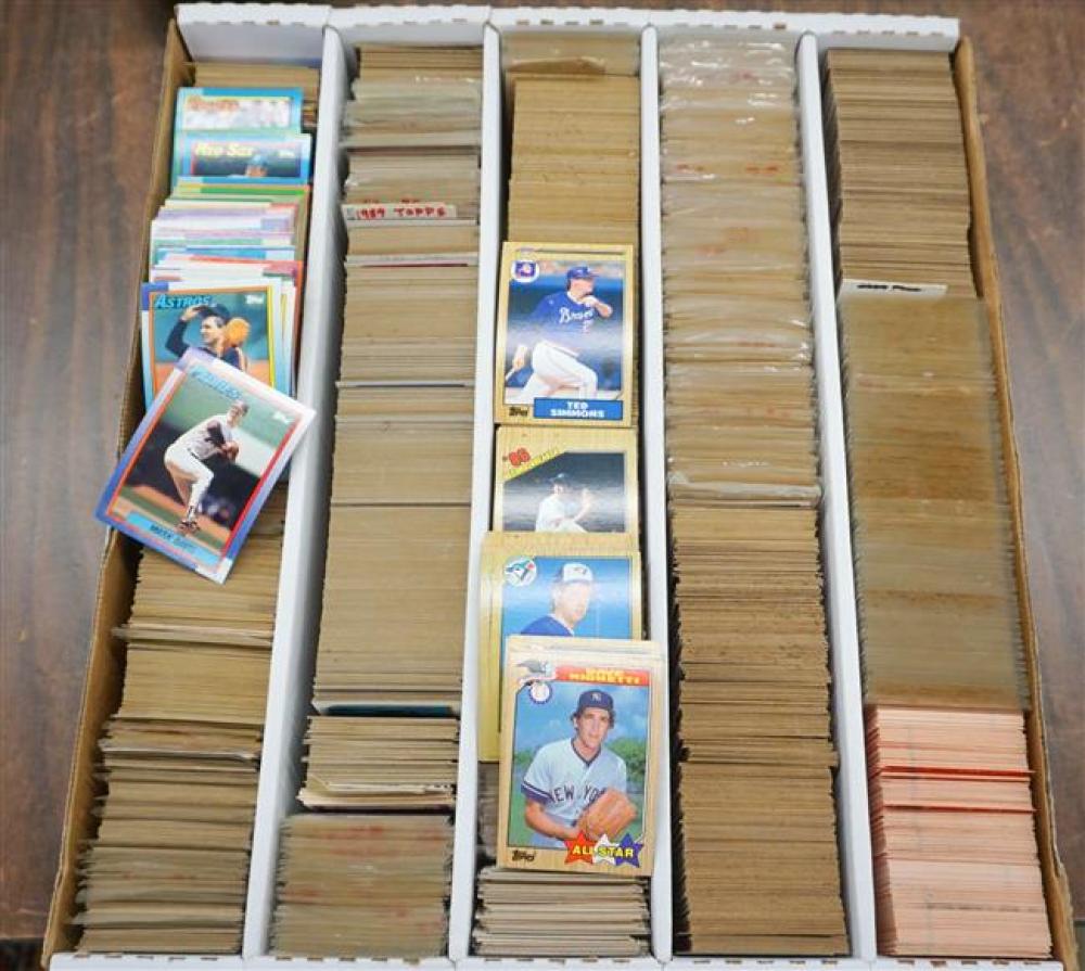 BOX OF ASSORTED SPORTS CARDS, CIRCA