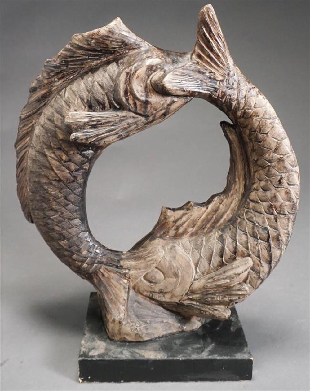 PLASTER SCULPTURE OF TWO FISH  324105