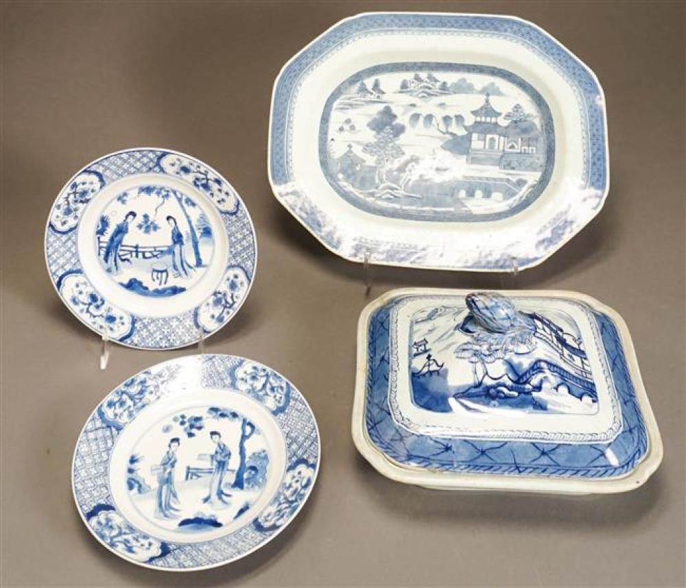 FOUR CANTON BLUE WHITE PORCELAIN 324177