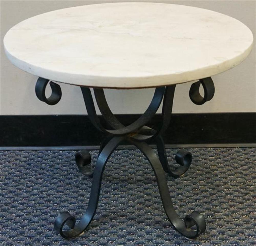 BLACK PAINTED IRON MARBLE TOP SIDE