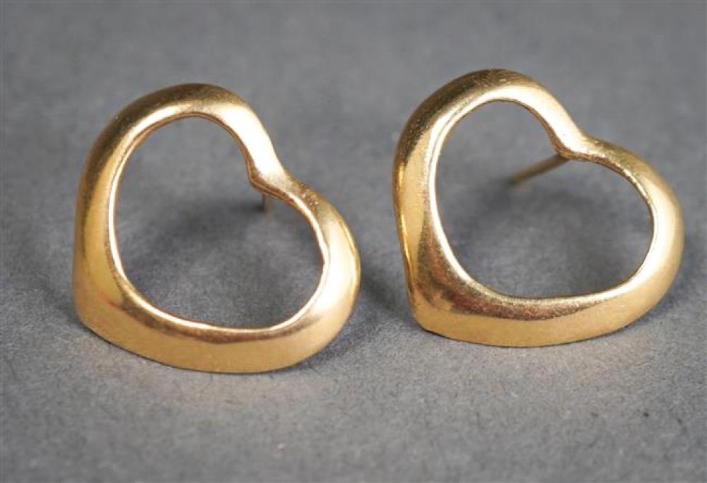 PAIR OF 14 KARAT YELLOW GOLD OPEN HEART  3241e4