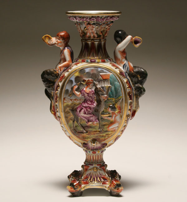 Capo di Monte classically themed vase/urn;