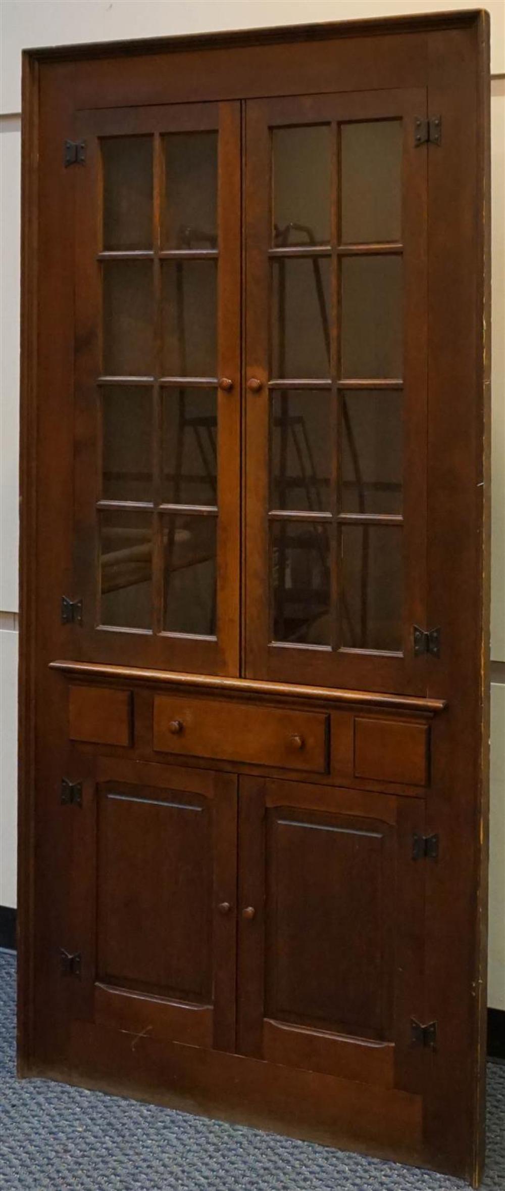 STAINED PINE CORNER CABINET, HEIGHT: