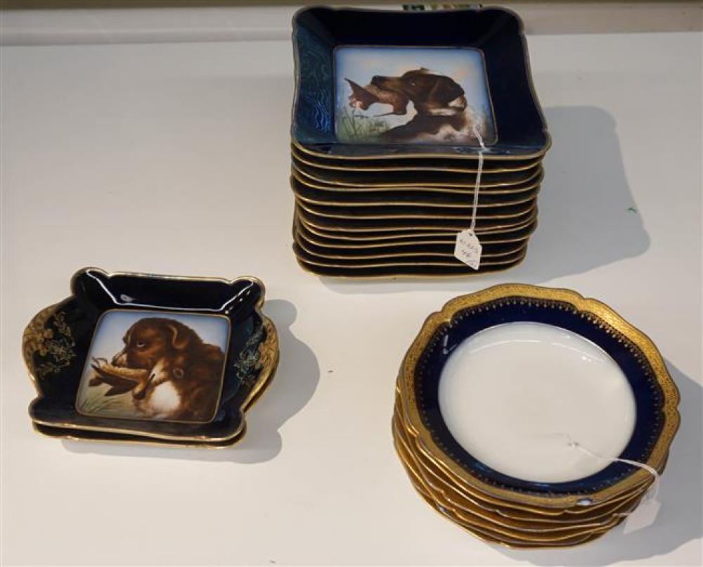 SET WITH TWELVE LIMOGES SPANIELS SQUARE