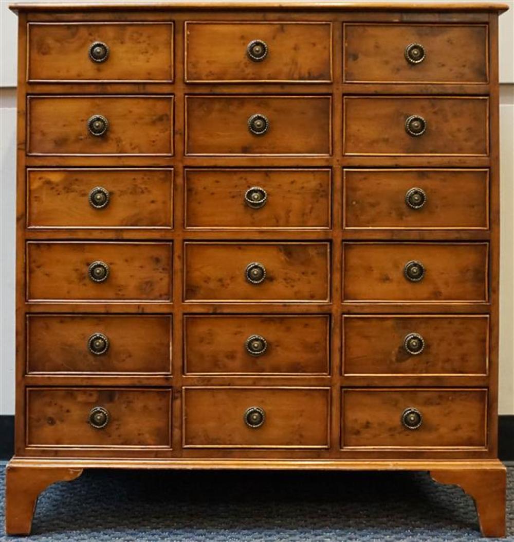 GEORGE III STYLE YEWWOOD 18-DRAWER