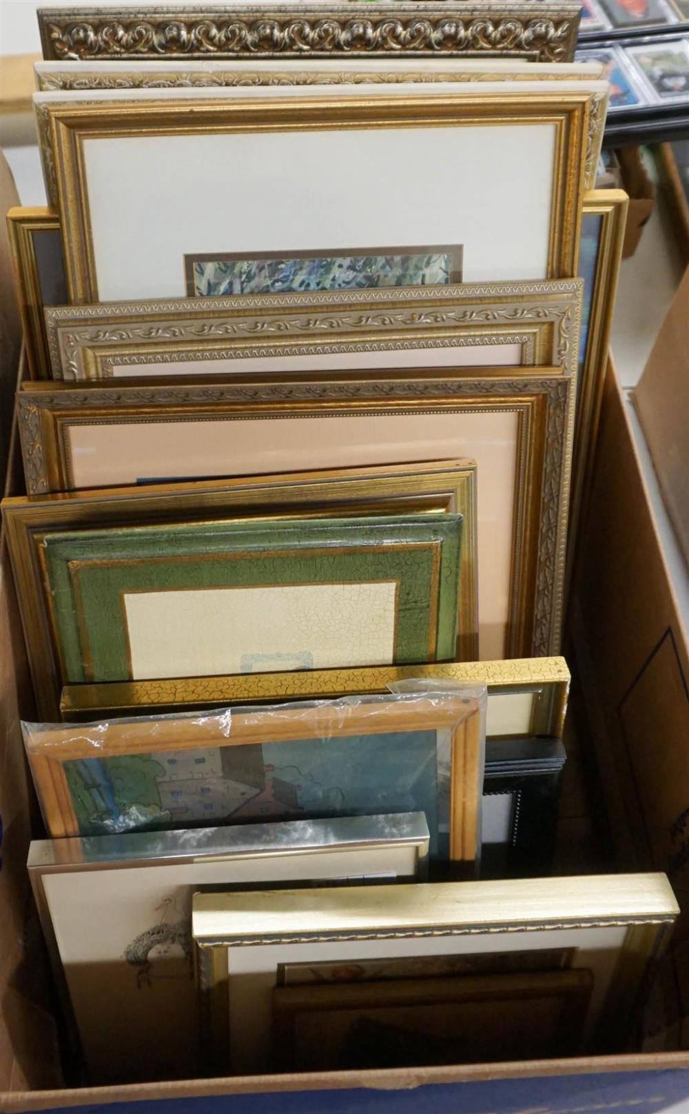 BOX OF ASSORTED FRAMED WORKS OF 326a69