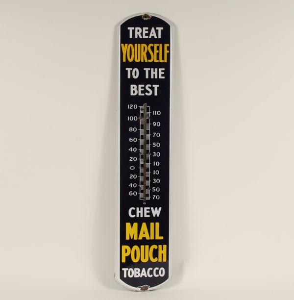 Mail Pouch porcelain advertising thermometer.