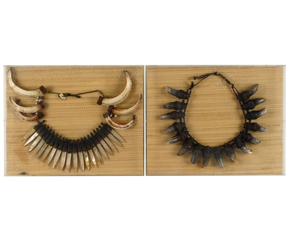 TWO AFRICAN BOAR TOOTH NECKLACESone