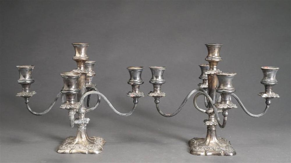 PAIR SILVER PLATE FIVE LIGHT CANDELABRAPair 326a9b