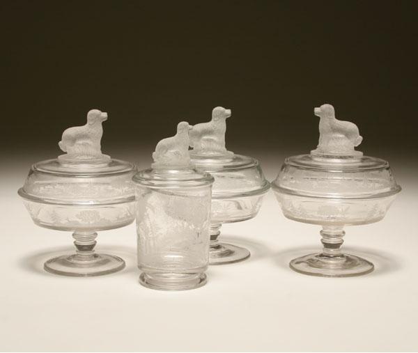 American pattern glass; three covered