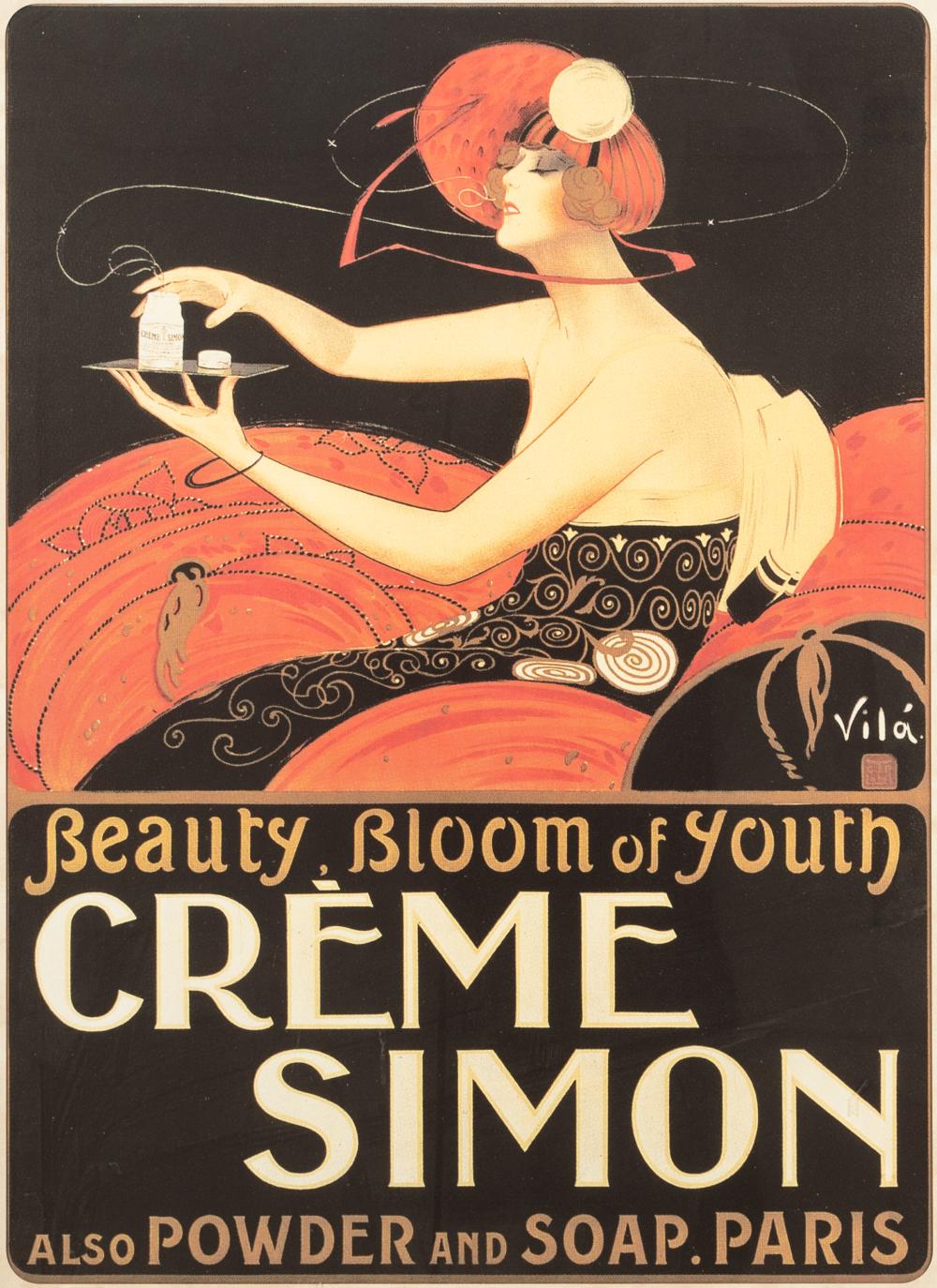 FRAMED FRENCH POSTER CREME SIMON lithograph  326ab3