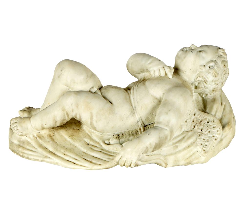 CARVED MARBLE FIGURE OF A SLEEPING