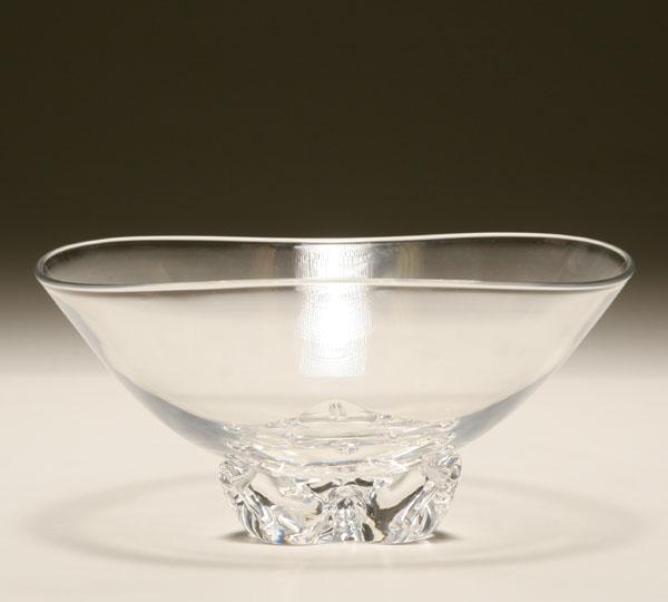 Glass bowl; Steuben mfg. with flared