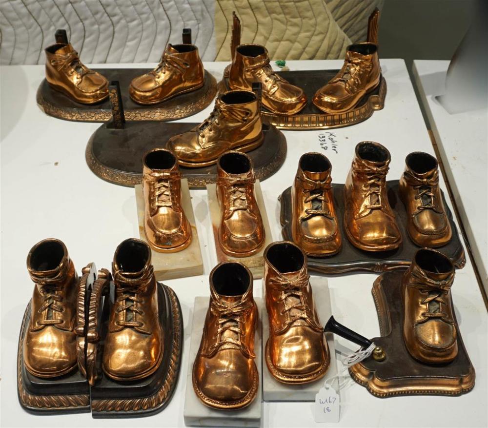 GROUP OF COPPER FINISH BABY SHOESGroup