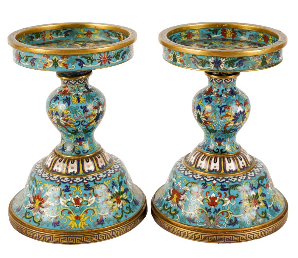 PAIR OF CHINESE CLOISONNE CANDLE 326b0a