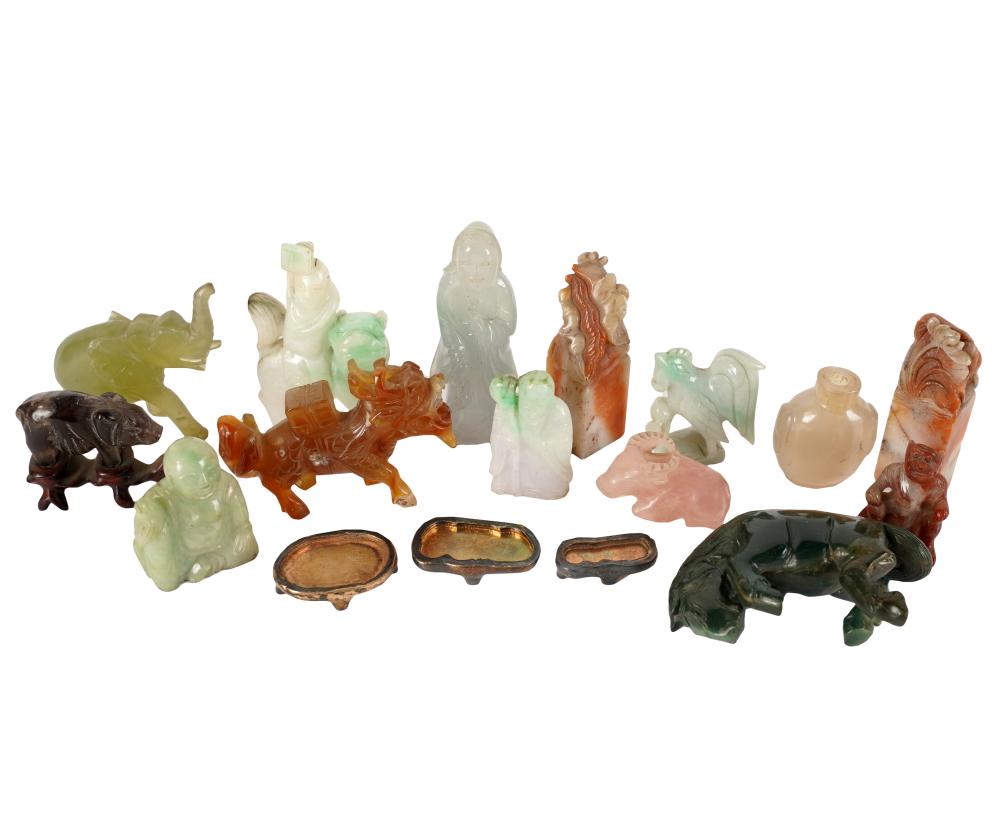GROUP OF CHINESE STONE CARVINGScomprising