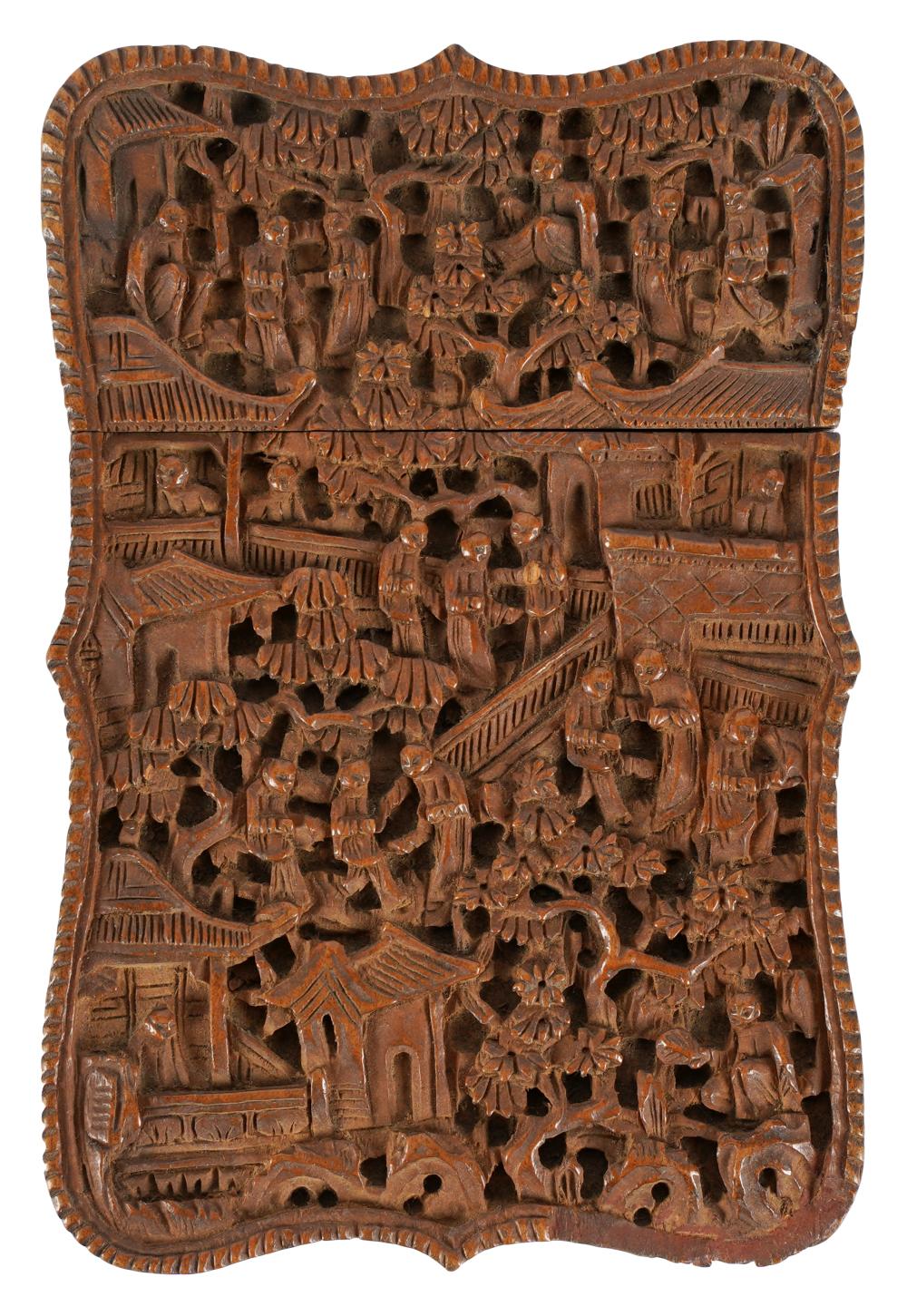 CHINESE CARVED SANDALWOOD CARD