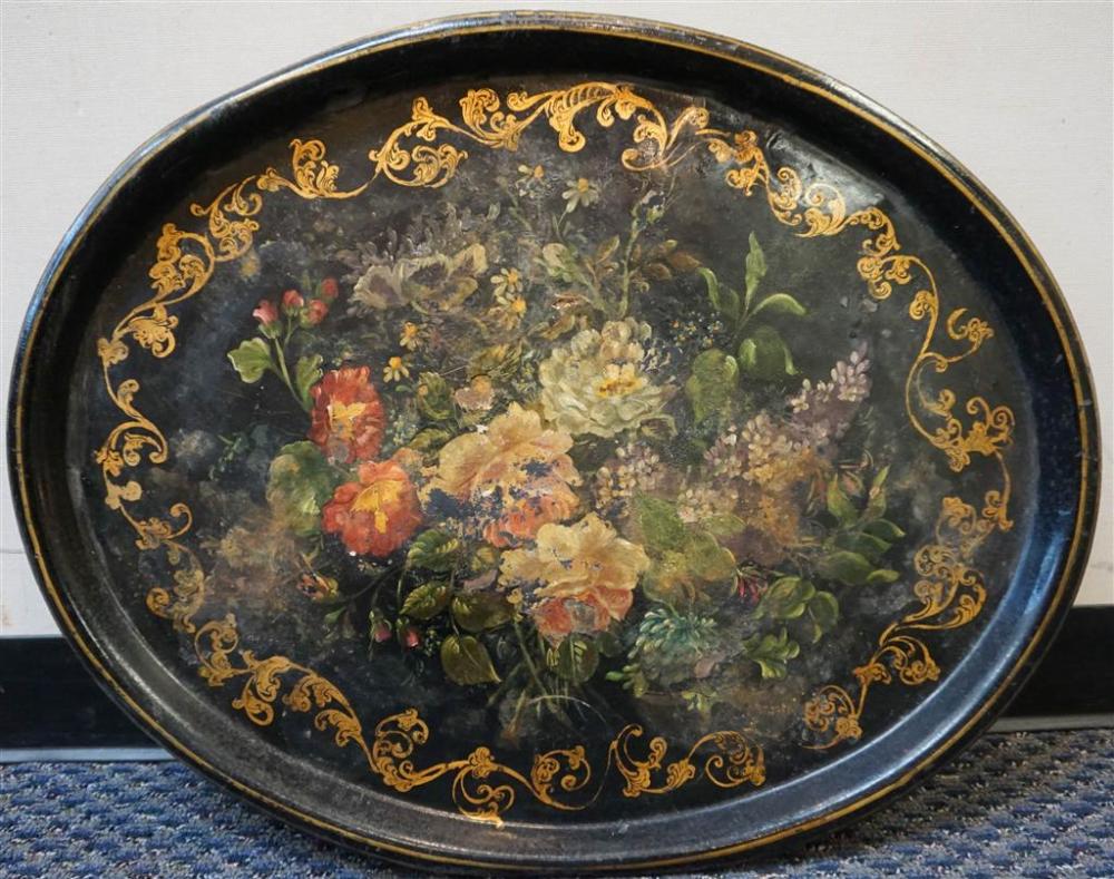 TOLE DECORATED OVAL TRAY, LENGTH:
