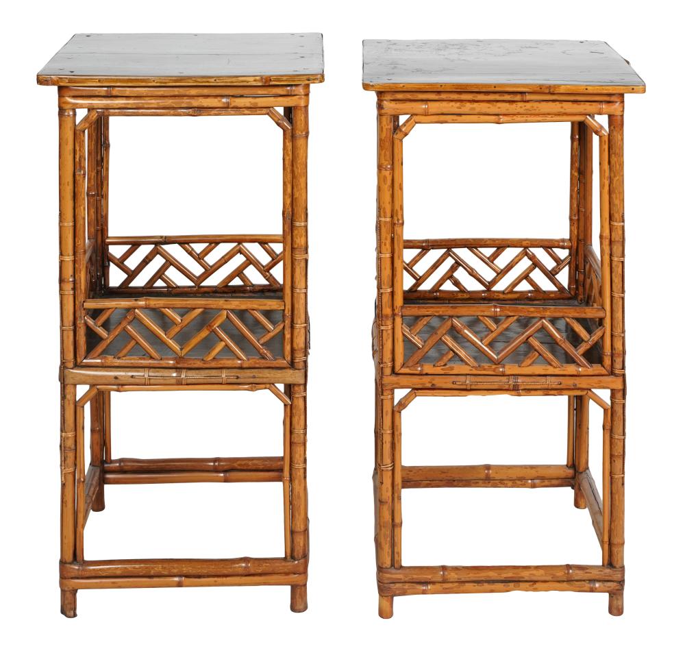 PAIR OF LACQUERED BAMBOO TIERED