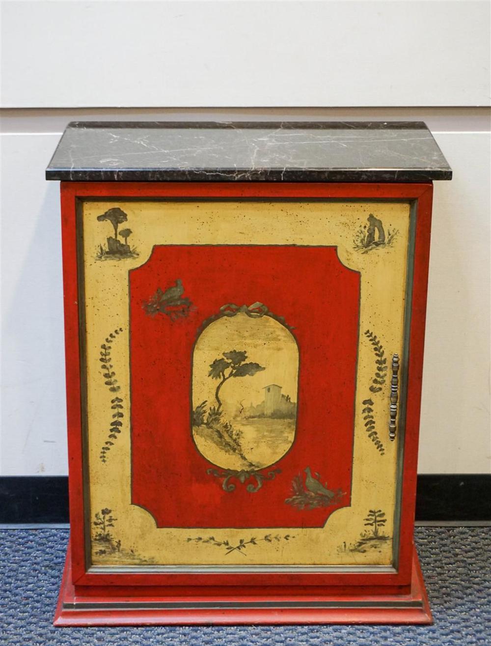 CHINOISERIE DECORATED RED PAINTED 326c69