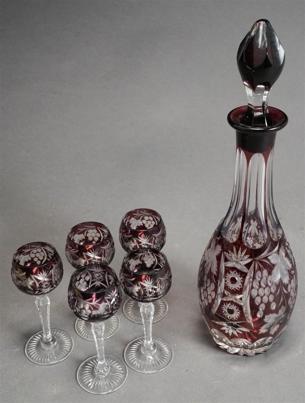 BOHEMIAN STAINED CUT GLASS DECANTER 326c85