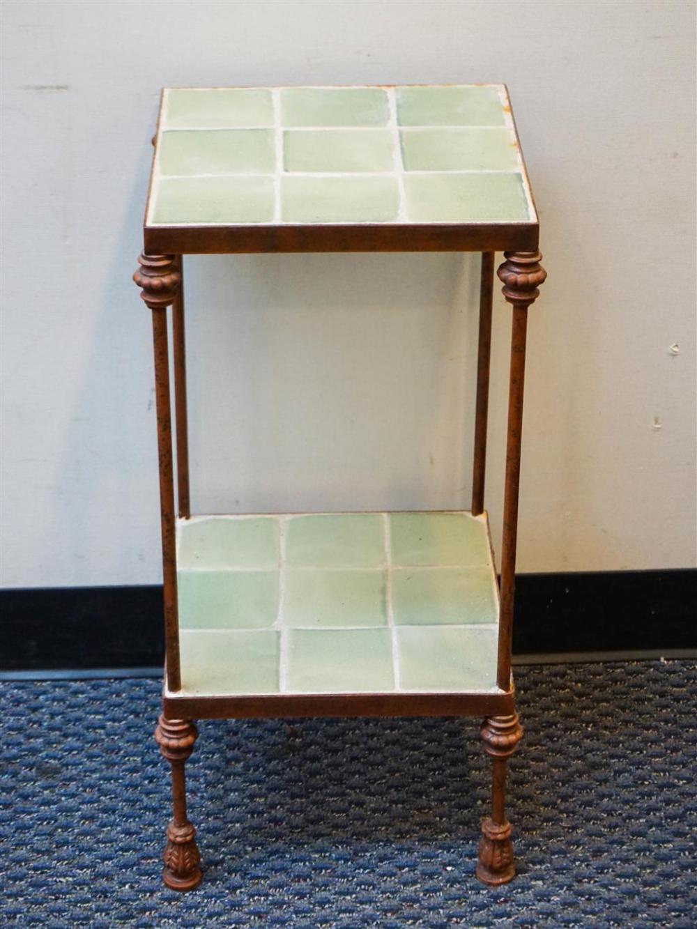 PATINATED IRON AND TILE TWO TIER 326c95