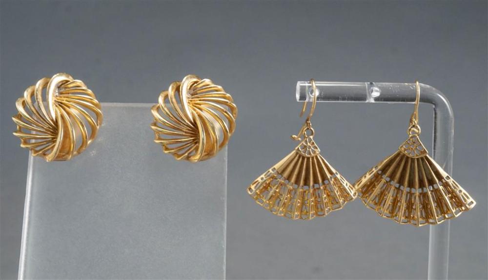 TWO PAIRS OF 14-KARAT YELLOW-GOLD