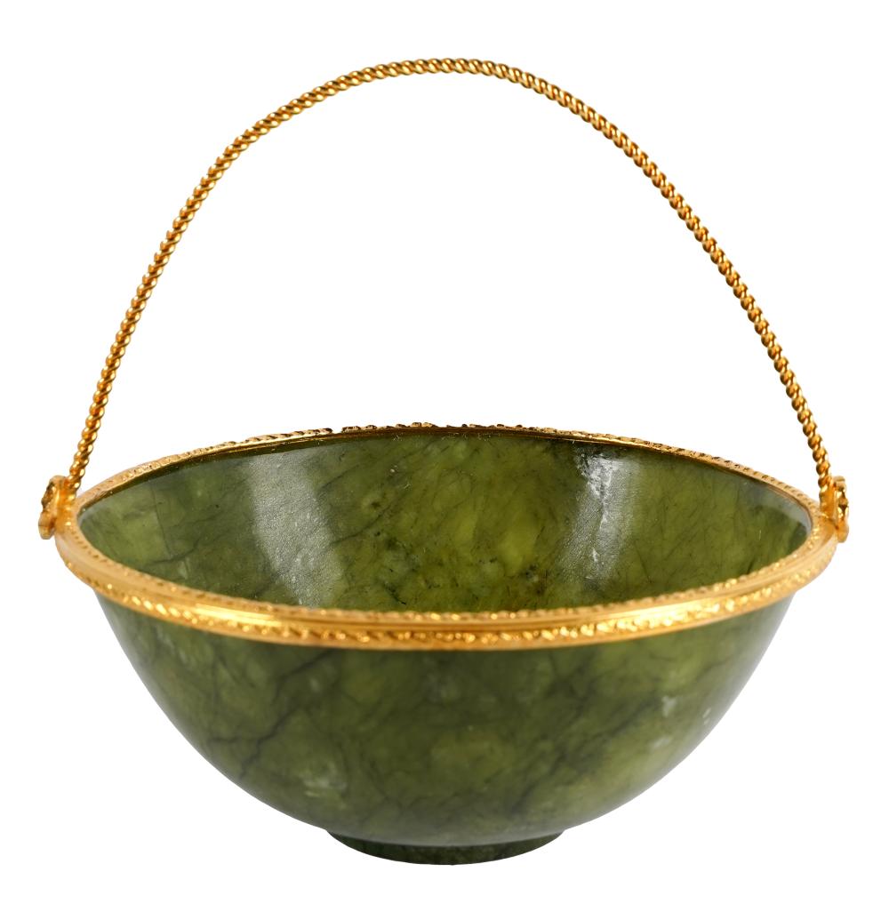 JADE BOWLunmarked; with gilt rim