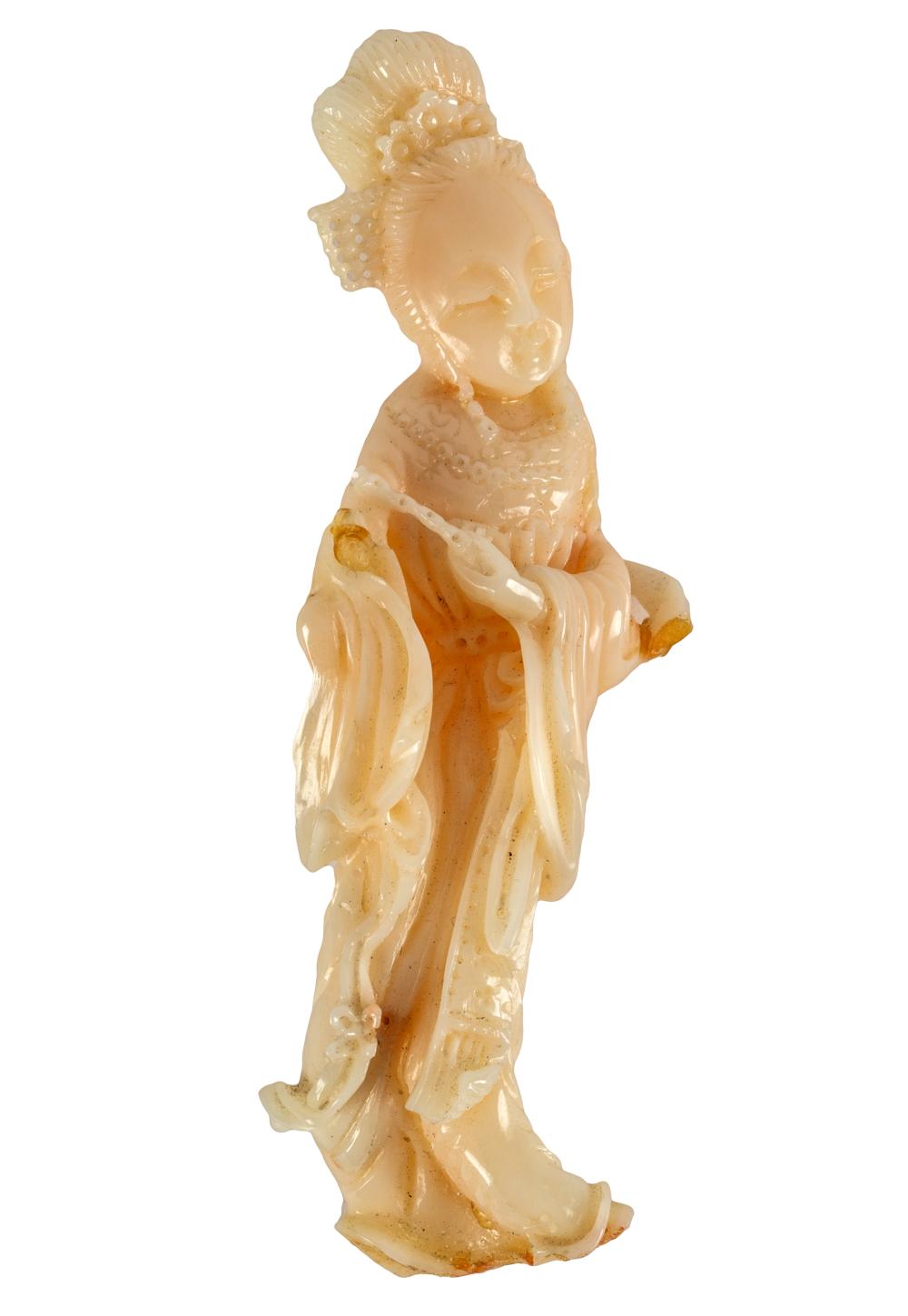 CHINESE CARVED CORAL GUAN YIN FIGUREapproximately 326d07