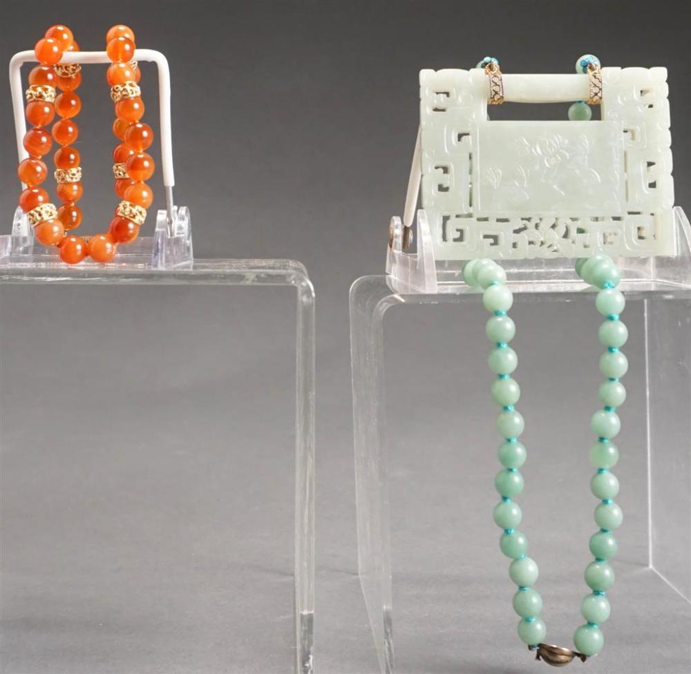 TWO CHINESE BEADED NECKLACESTwo