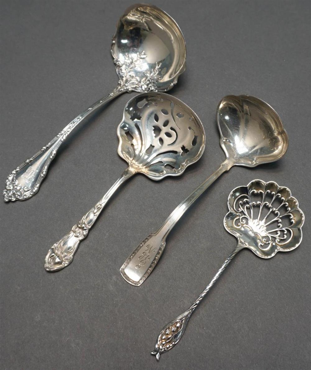 FOUR STERLING SILVER LADLES AND