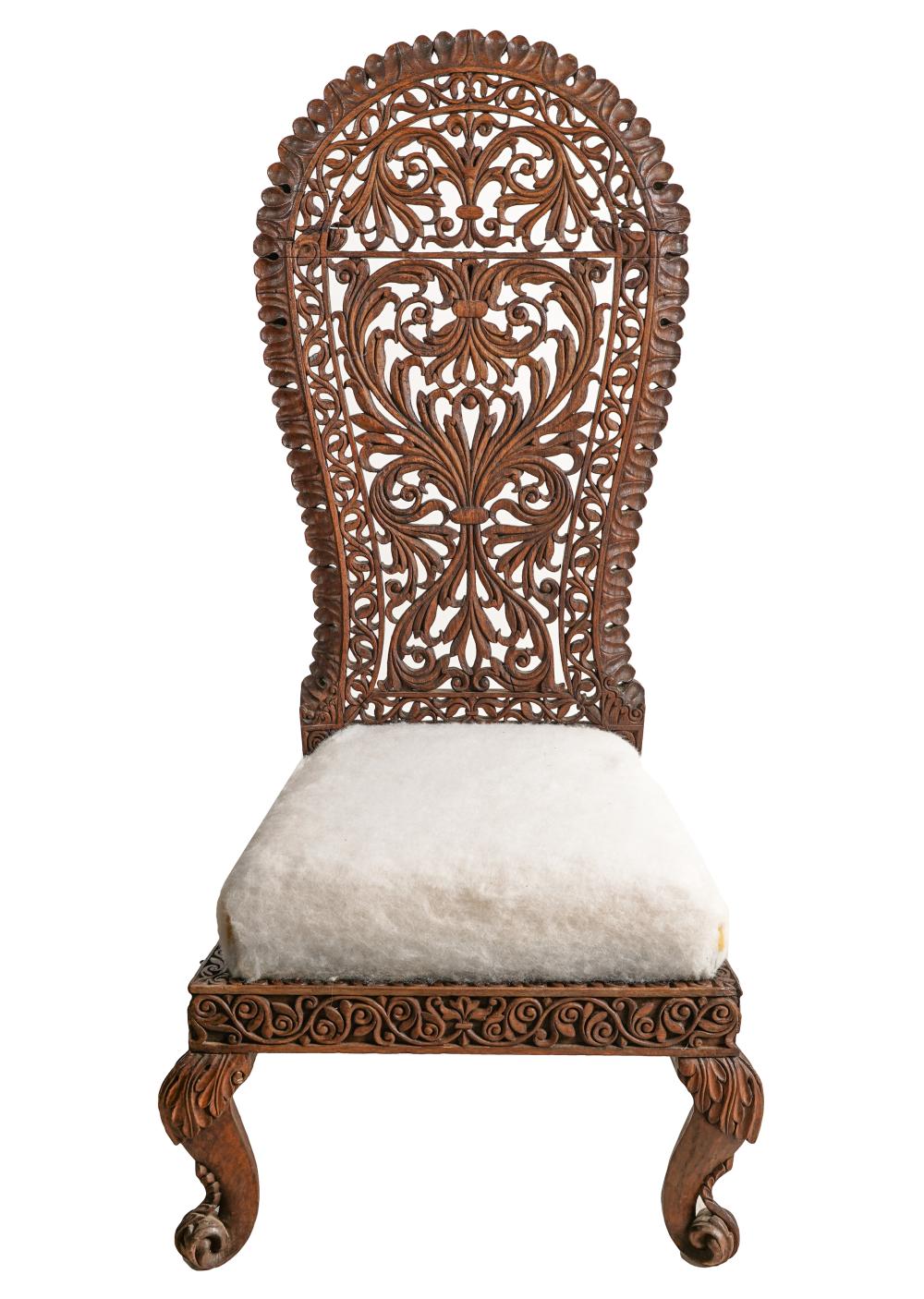 ANGLO-INDIAN CARVED LOW CHAIRwith