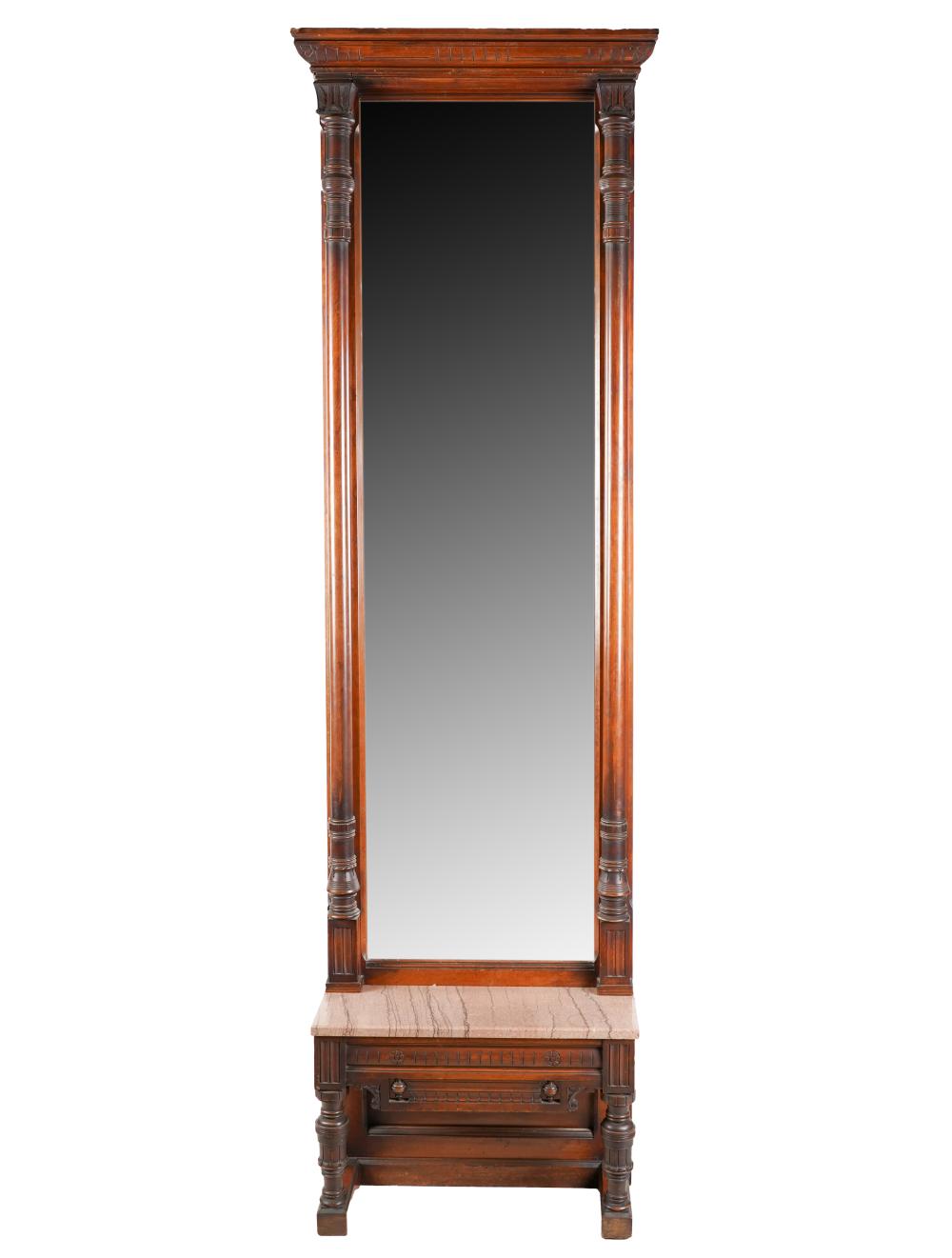 EASTLAKE CARVED MAHOGANY PIER MIRRORwith