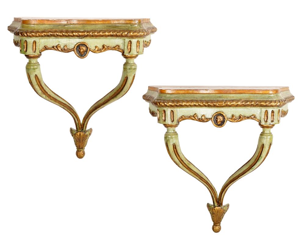 PAIR OF NEOCLASSICAL GREEN GILT 326ddc