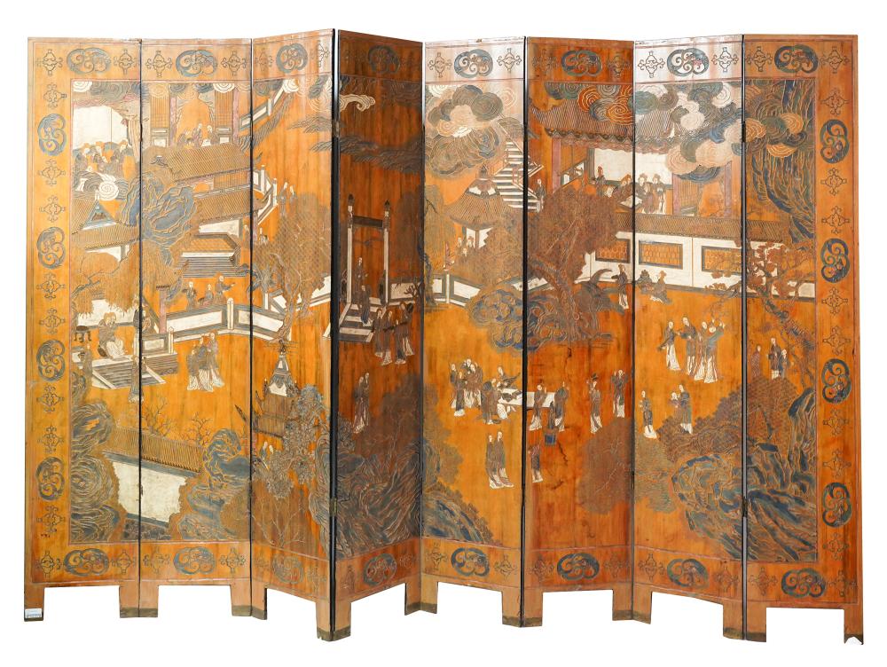 CHINESE EIGHT-PANEL COROMANDEL SCREENdecorated