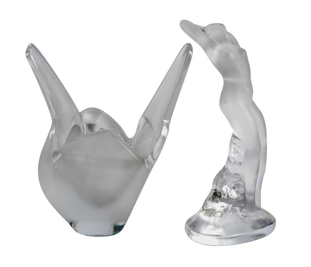 TWO LALIQUE GLASS ARTICLESeach