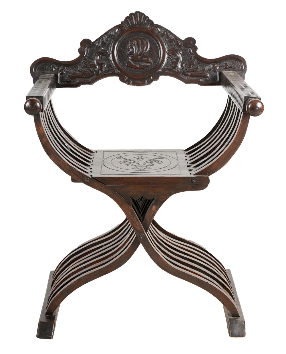 CARVED SAVONAROLA CHAIRthe carved