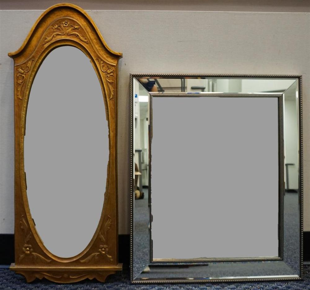 TWO ASSORTED FRAMED MIRRORS, LARGER: