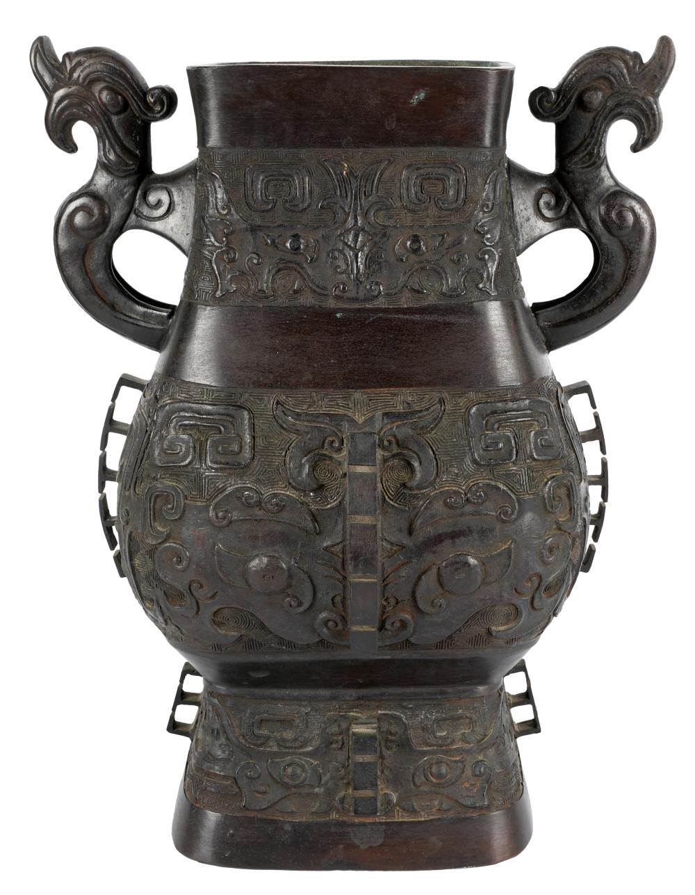 CHINESE ARCHAIC-STYLE BRONZE VASEunsigned;