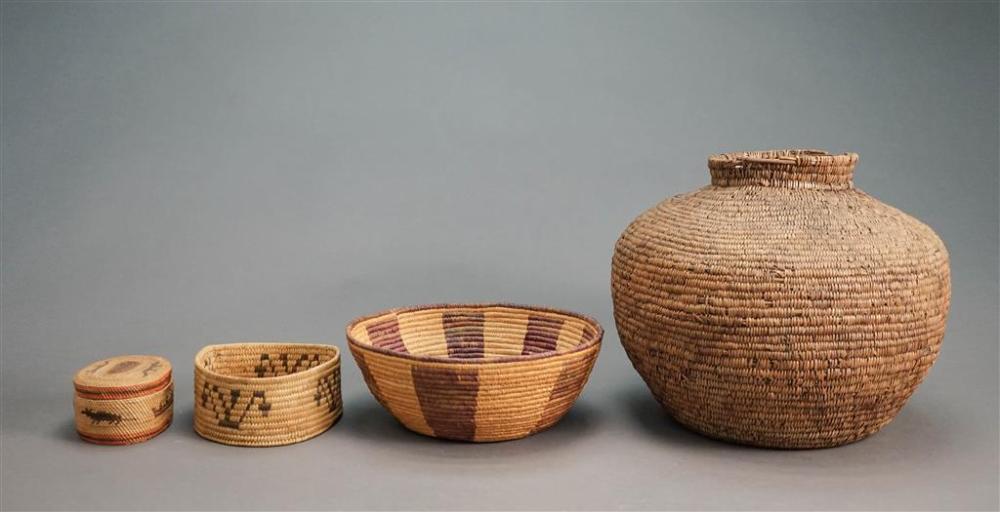 COLLECTION OF NATIVE AMERICAN BASKETRY,