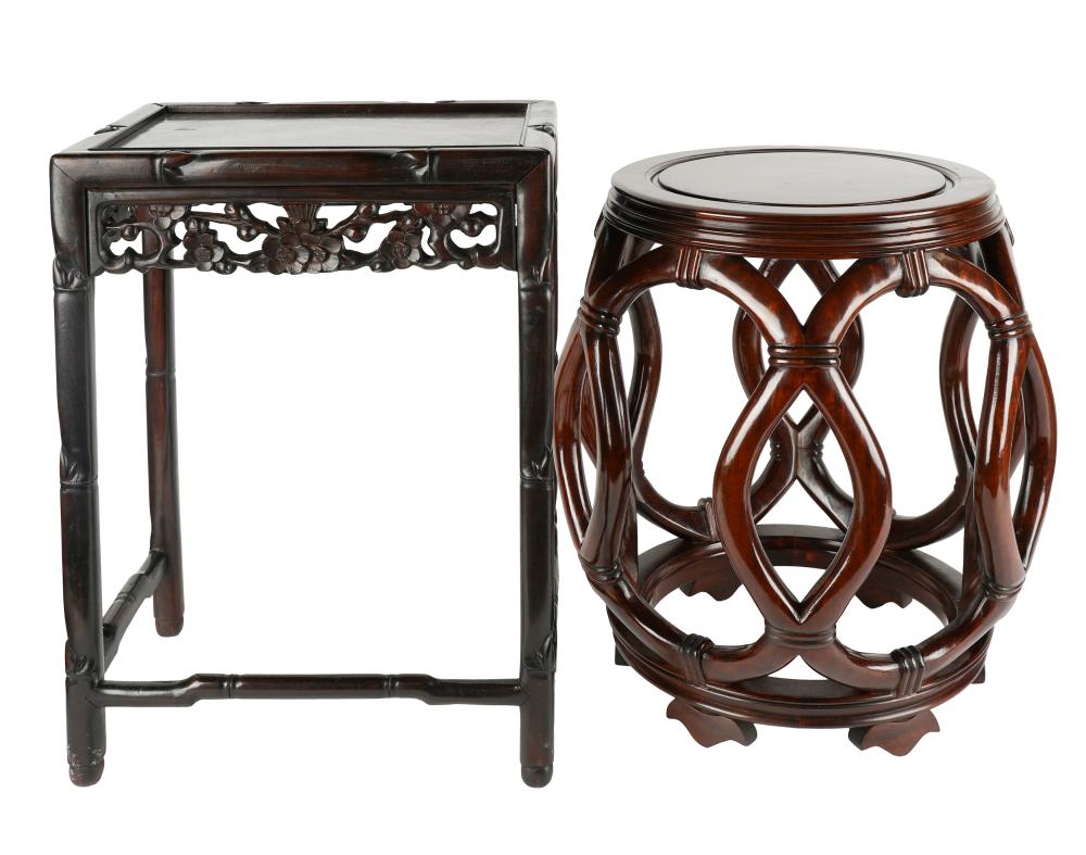 TWO CHINESE CARVED HARDWOOD STANDSeach 326ecf