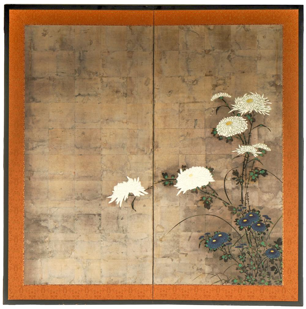 JAPANESE TWO-PANEL SCREENpainted on