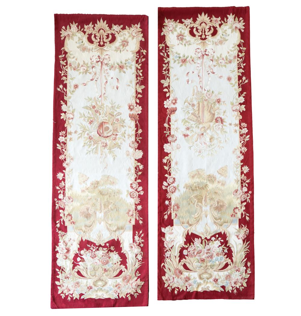 PAIR OF AUBUSSON-STYLE TAPESTRY